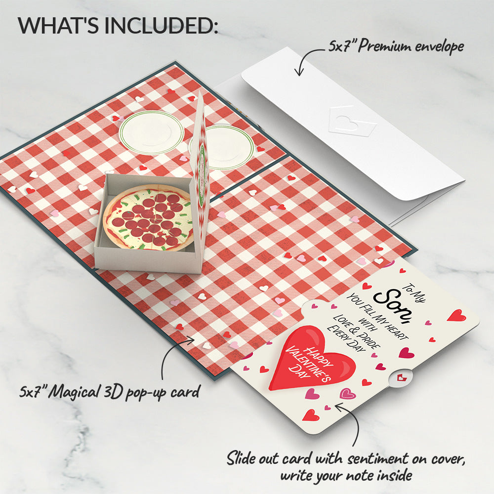 Pizza Love Valentine Pop-Up Card and Sentiment Set for Son