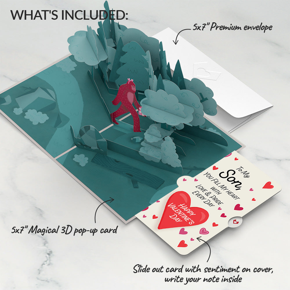 Searching for a Valentine Like You Bigfoot Valentine Pop-Up Card and Sentiment Set for Son