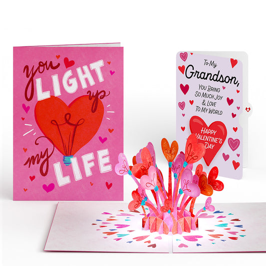 You Light Up My Life Valentine Light-Up Pop-Up Card and Sentiment Set for Grandson