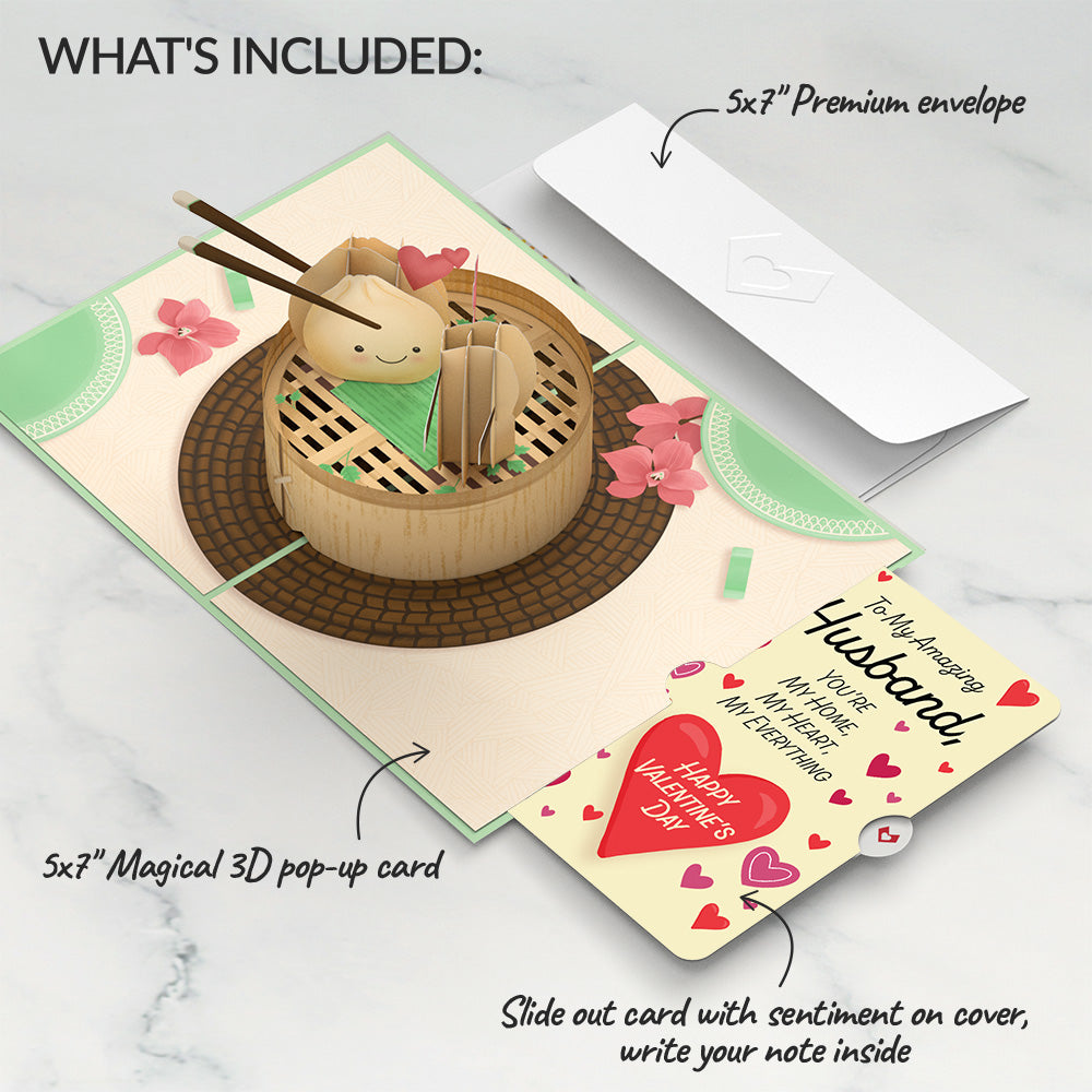 You're All That and Dim Sum Valentine Pop-Up Card and Sentiment Set for Husband