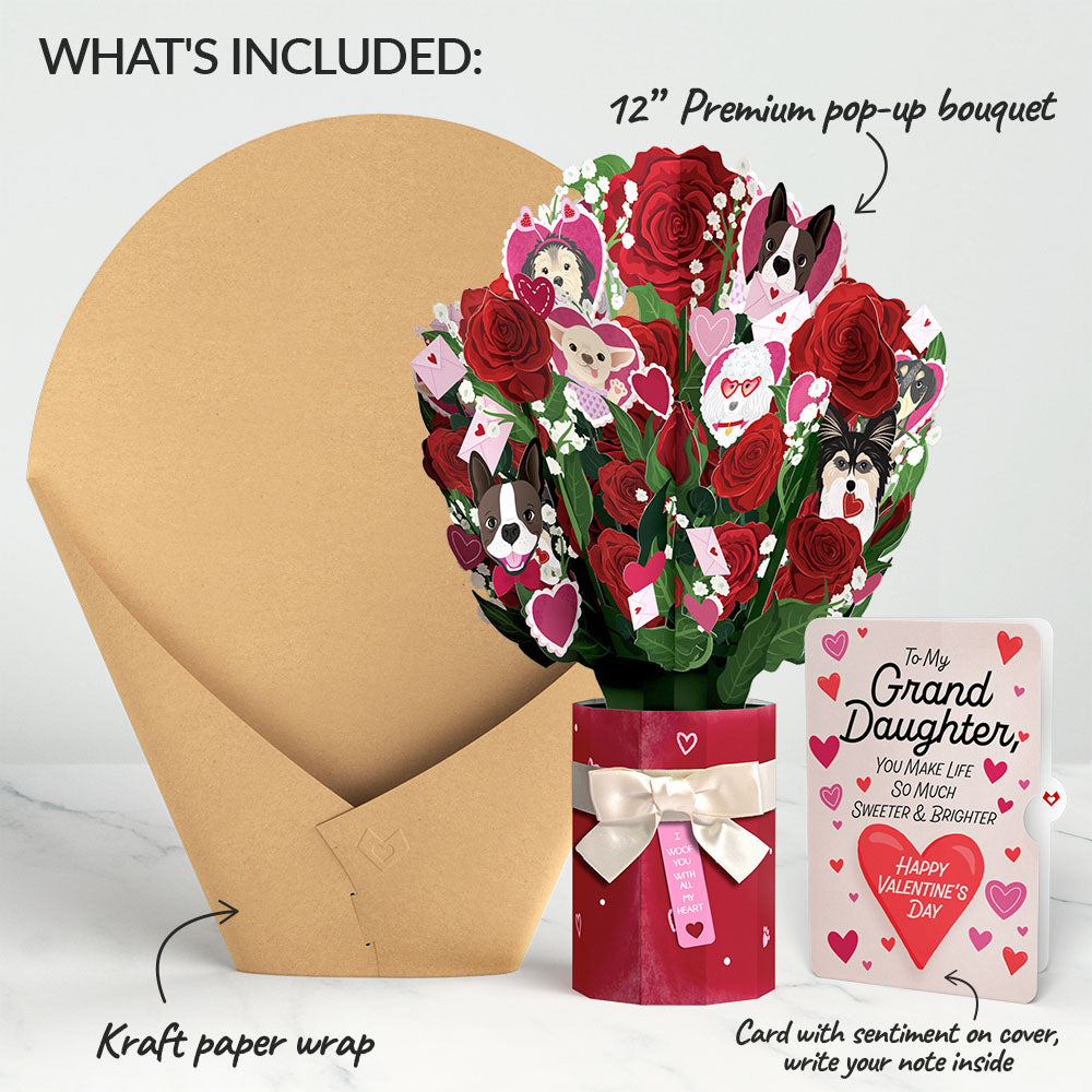 I Woof You Dog Valentine Bouquet and Sentiment Set for Granddaughter