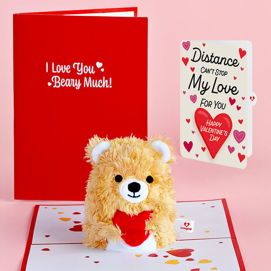 You're The Beary Best Distance Can't Stop My Love Valentine Plushpop Card and Sentiment Set