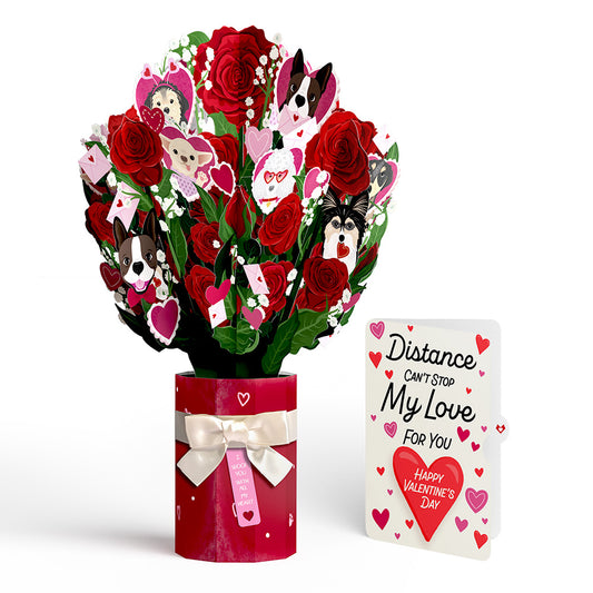 I Woof You Dog Distance Can't Stop My Love Valentine Bouquet and Sentiment Set