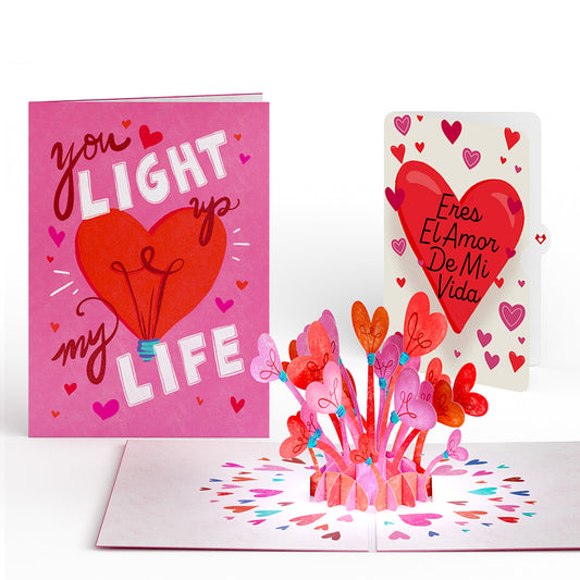 You Light Up My Life Eres El Amor De Mi Vida Valentine Light-Up Pop-Up Card and Sentiment Set