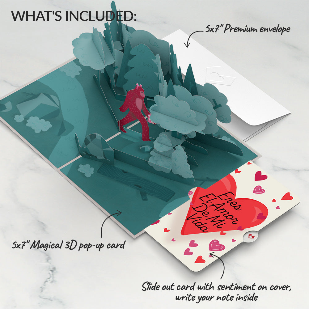 Searching for a Valentine Like You Bigfoot Eres El Amor De Mi Vida Valentine Pop-Up Card and Sentiment Set