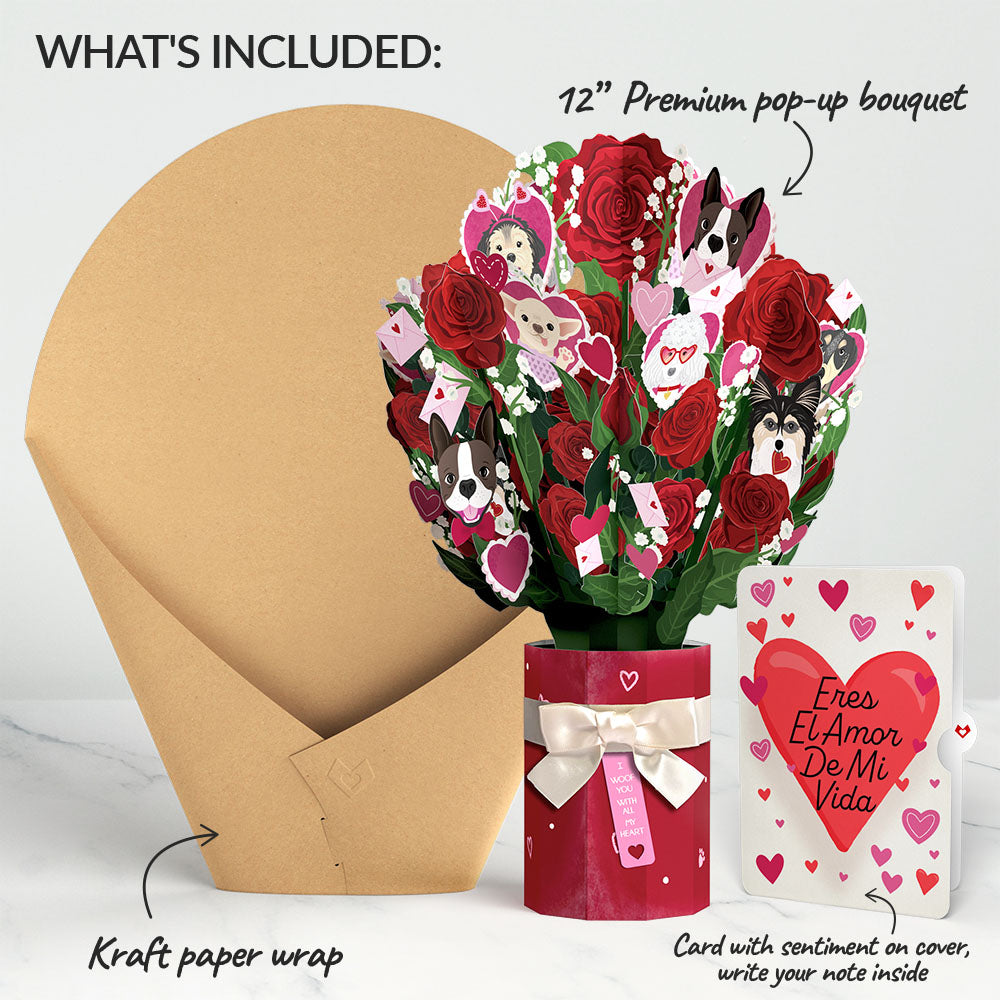 I Woof You Dog Eres El Amor De Mi Vida Valentine Bouquet and Sentiment Set