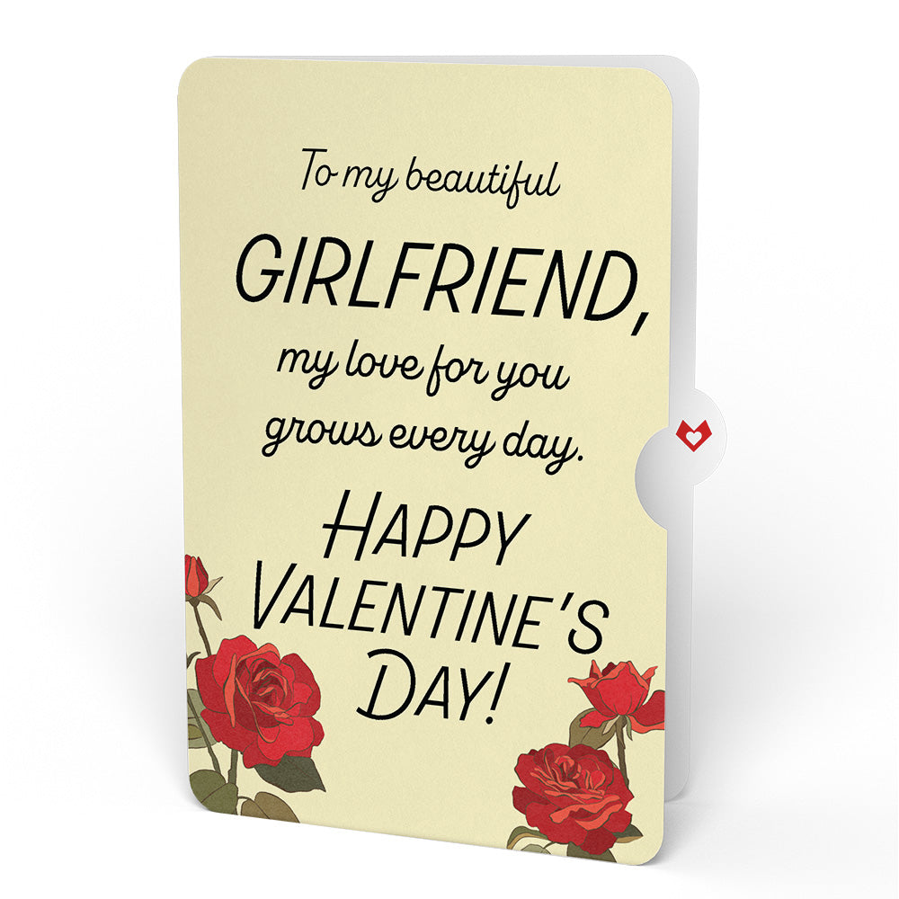 Valentine's Day Flower Bouquet and Sentiment Set for Girlfriend