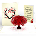 Red Sakura Tree Valentine Pop-Up Card and Sentiment Set for Girlfriend