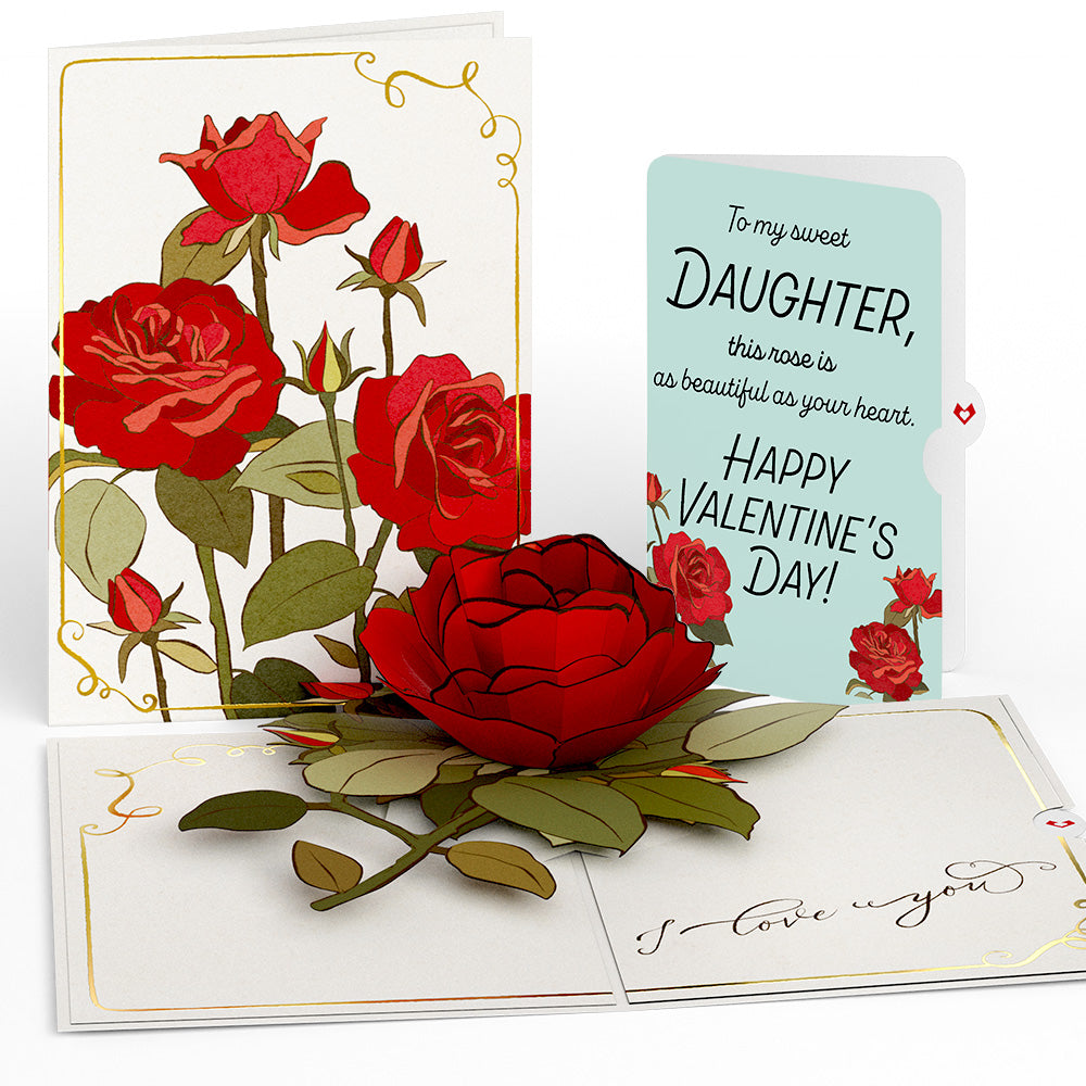 I Love You Roses Valentine Pop-Up Card and Sentiment Set for Daughter