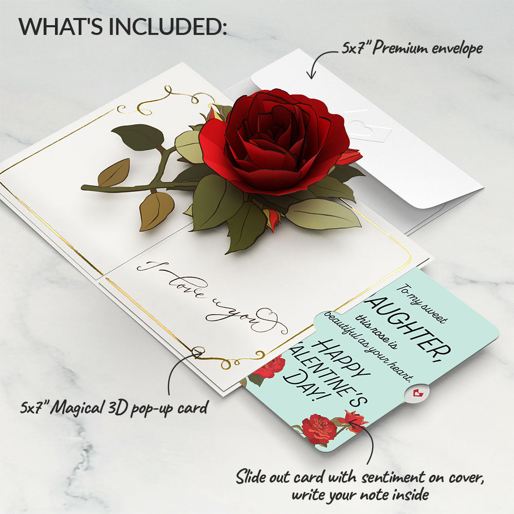 I Love You Roses Valentine Pop-Up Card and Sentiment Set for Daughter