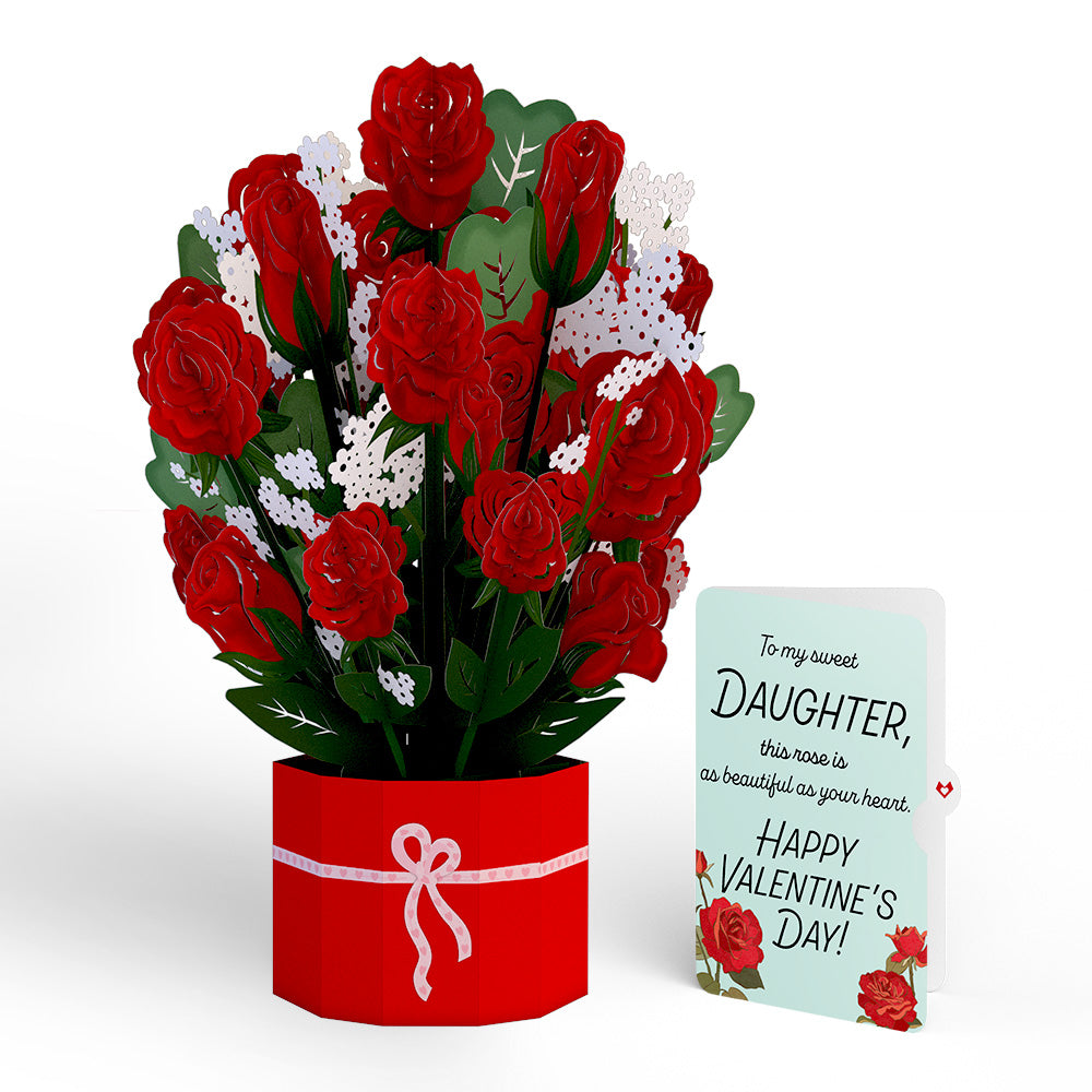 Red Rose Valentine Grand Bouquet and Sentiment Set for Daughter