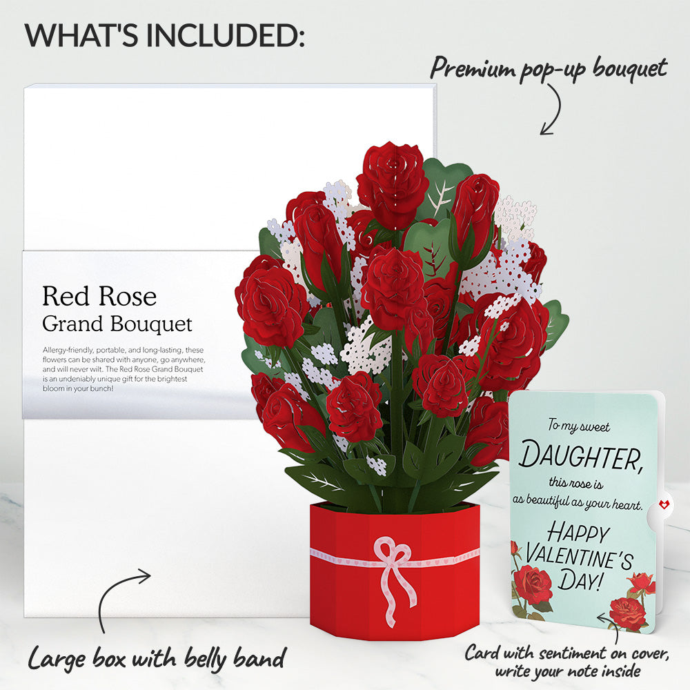 Red Rose Valentine Grand Bouquet and Sentiment Set for Daughter