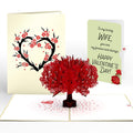 Red Sakura Tree Valentine Pop-Up Card and Sentiment Set for Wife