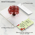 Red Sakura Tree Valentine Pop-Up Card and Sentiment Set for Wife