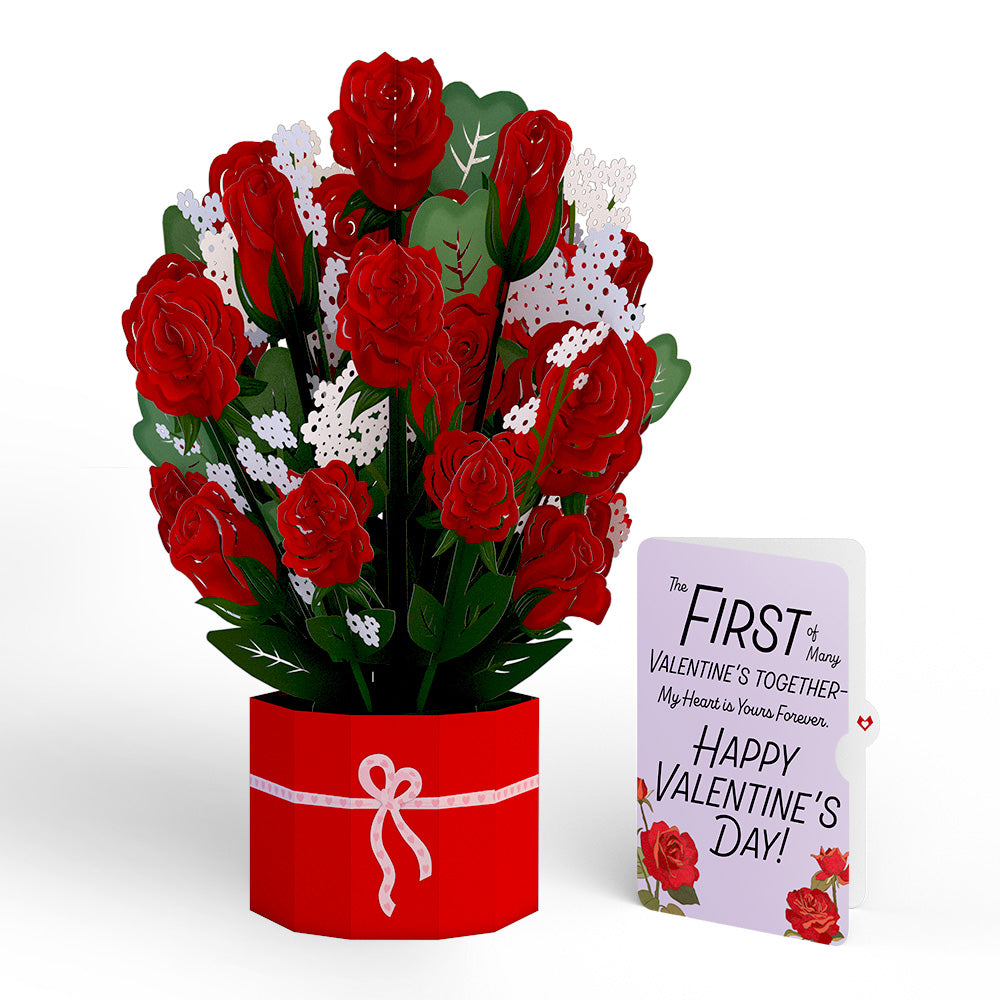 Red Rose My Heart Is Yours Forever Valentine Grand Bouquet and Sentiment Set