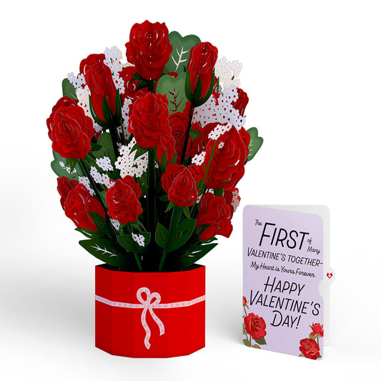 Red Rose My Heart Is Yours Forever Valentine Grand Bouquet and Sentiment Set