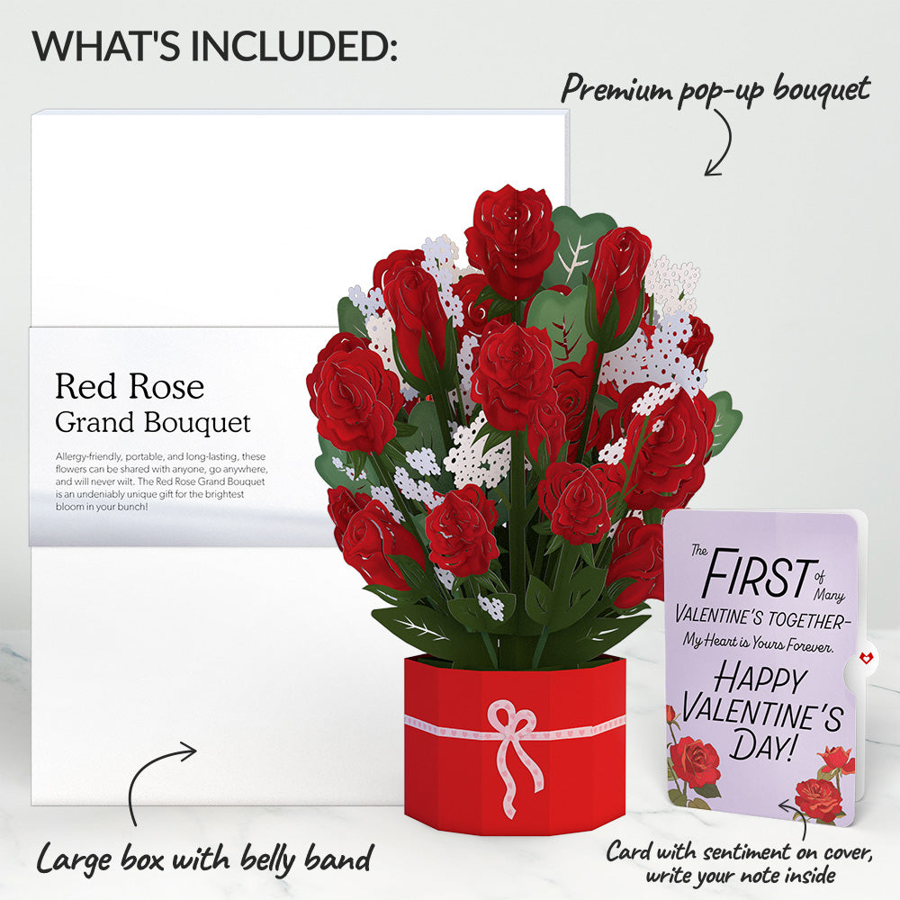 Red Rose My Heart Is Yours Forever Valentine Grand Bouquet and Sentiment Set