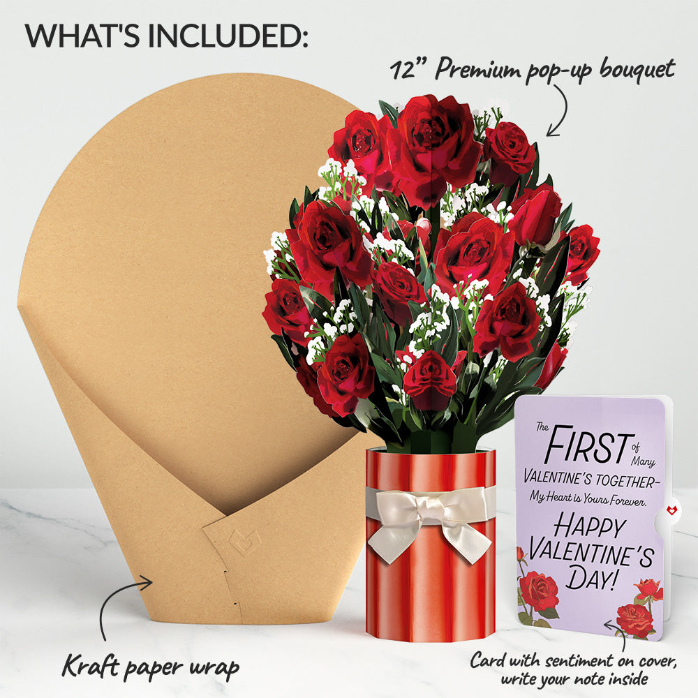 Romantic Red Roses My Heart Is Yours Forever Valentine Bouquet and Sentiment Set