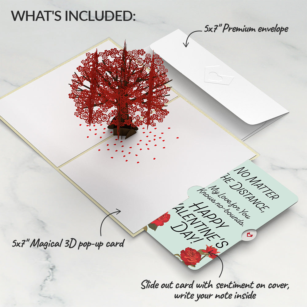 Red Sakura Tree My Love For You Knows No-bounds Valentine Pop-Up Card and Sentiment Set