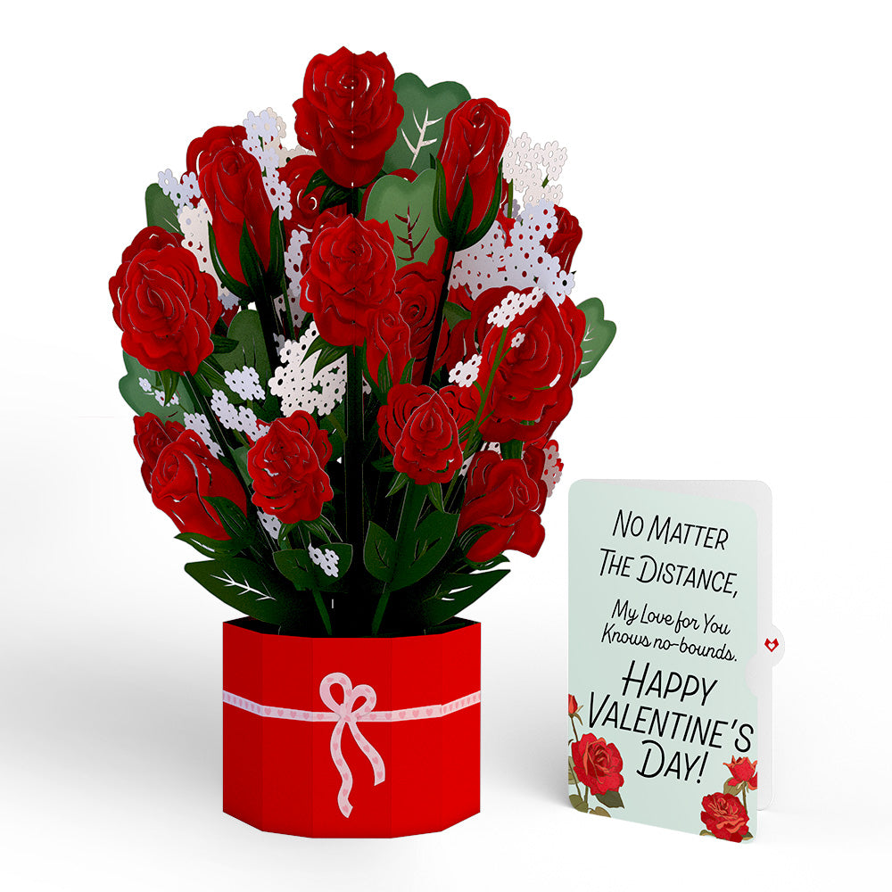 Red Rose My Love For You Knows No-bounds Valentine Grand Bouquet and Sentiment Set