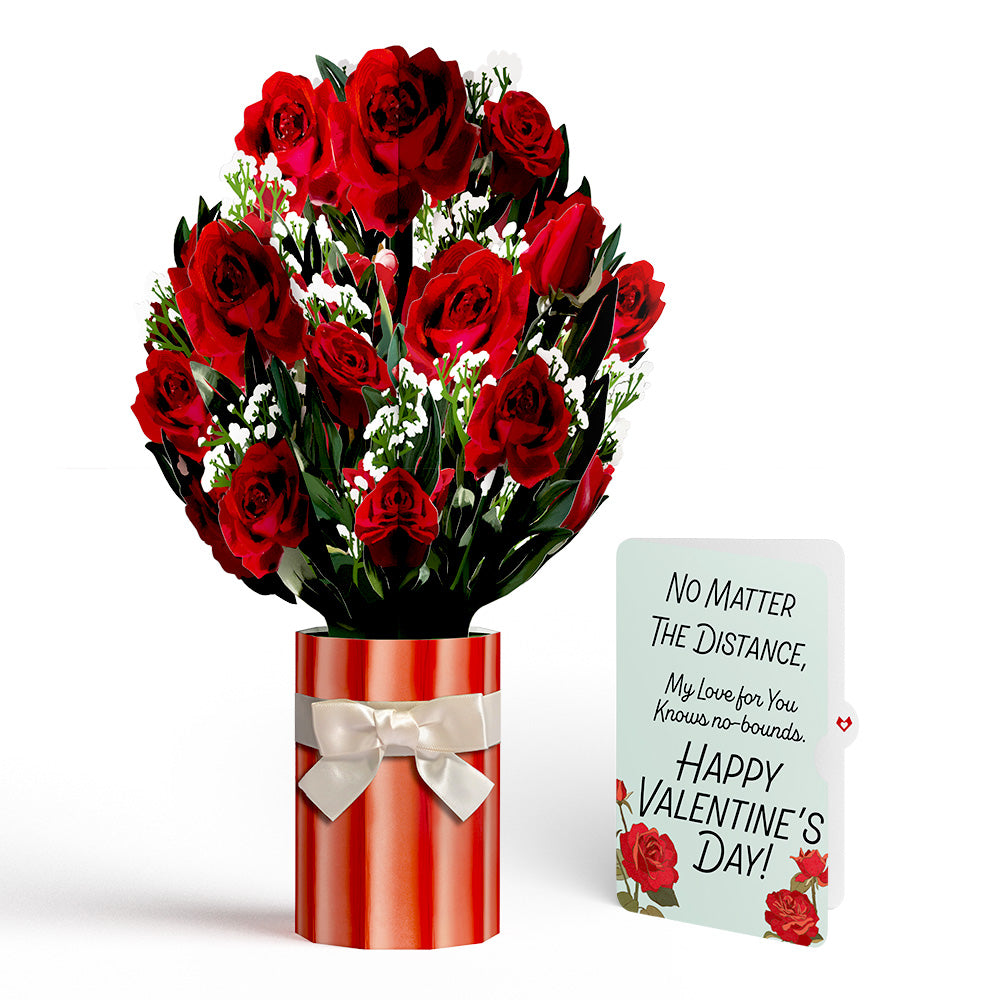 Romantic Red Roses My Love For You Knows No-bounds Valentine Bouquet and Sentiment Set