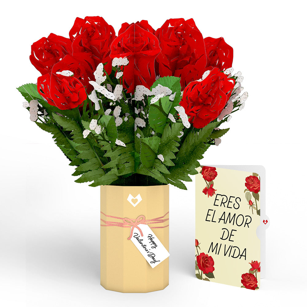Valentine's Day Flower Eres El Amor De Mi Vida Bouquet and Sentiment Set