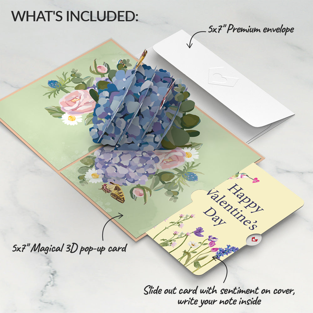 Hydrangea Butterflies Valentine Pop-Up Card and Sentiment Set