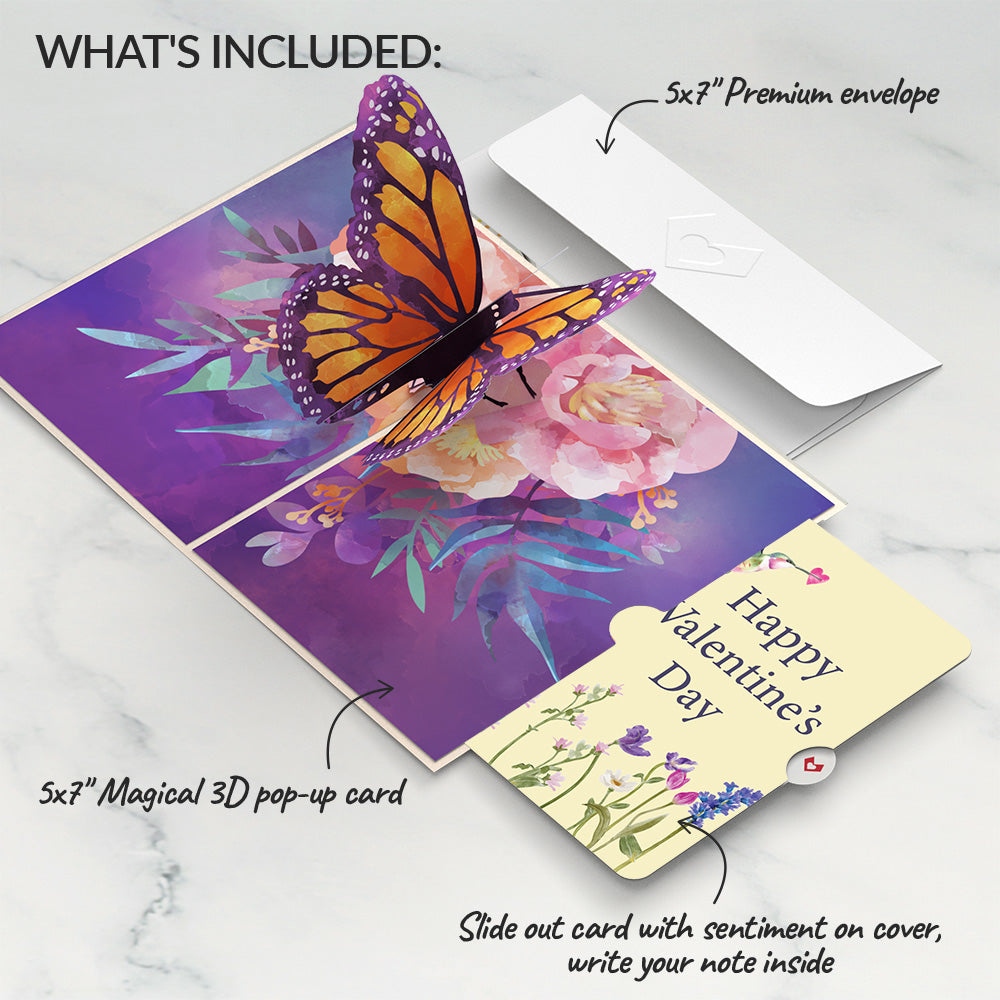 Monarch Butterfly Valentine Pop-Up Card and Sentiment Set