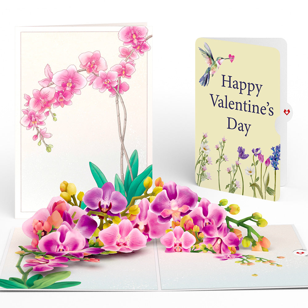 Watercolor Orchid Valentine Pop-Up Card and Sentiment Set