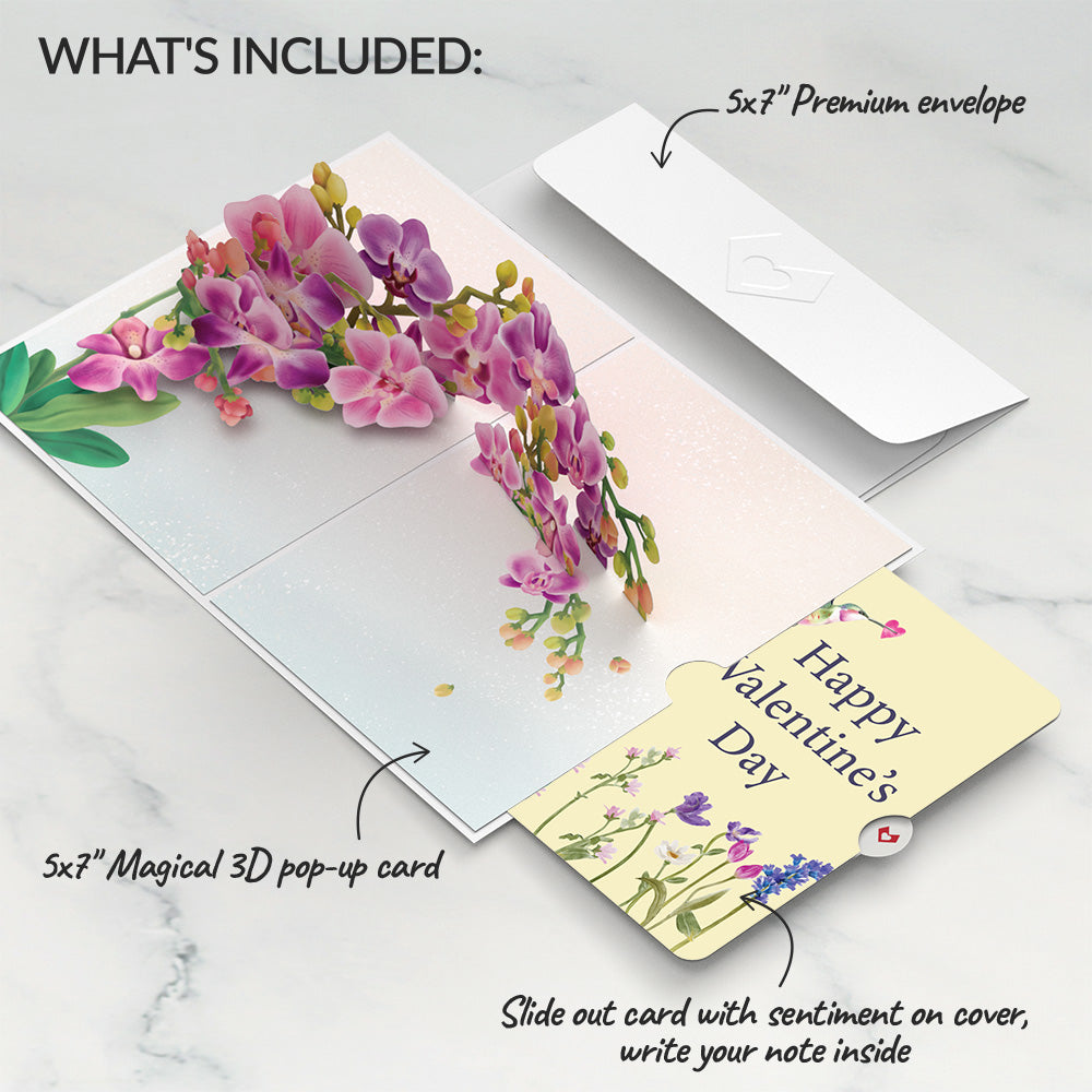 Watercolor Orchid Valentine Pop-Up Card and Sentiment Set