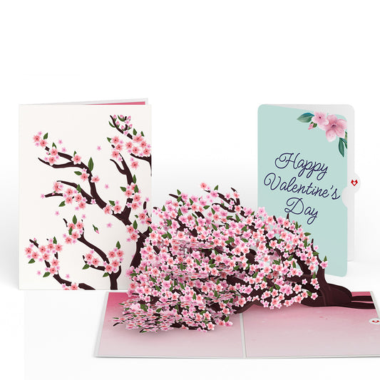 Cherry Blossom Branches in Bloom Valentine Pop-Up Card and Sentiment Set