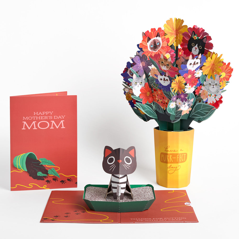 Purr-fect Mother’s Day Pop-Up Card & Bouquet Bundle