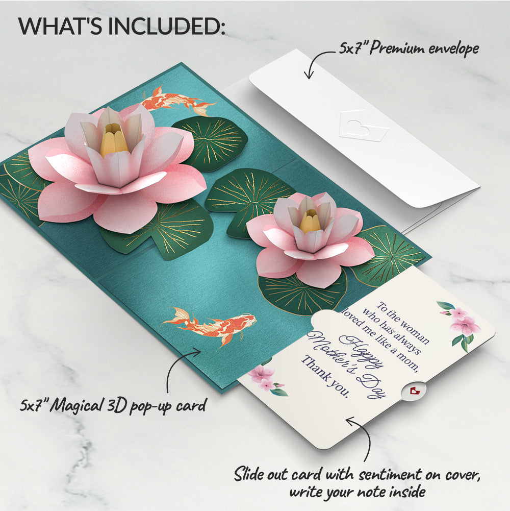 Koi Fish and Lotus Pond Mother's Day Pop-Up Card and Loved Me Like A Mom Sentiment Set