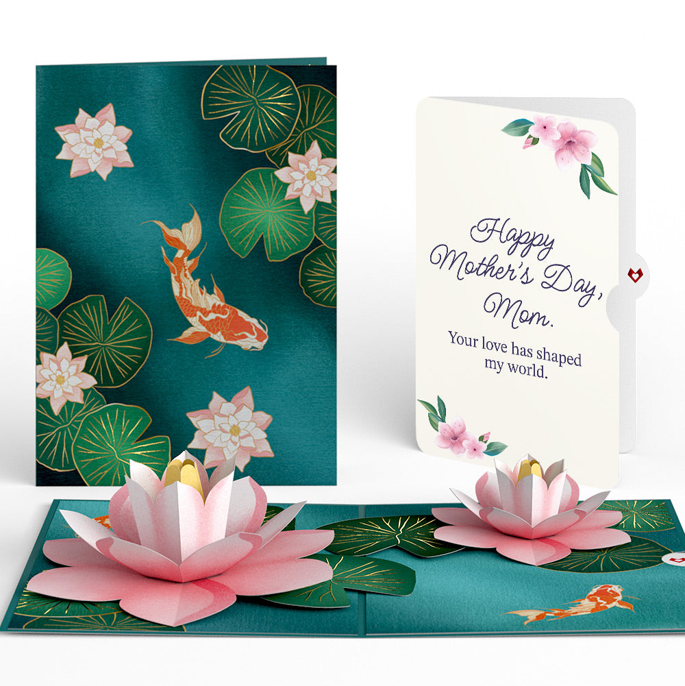 Koi Fish and Lotus Pond Mother's Day Pop-Up Card and Sentiment Set for Mom
