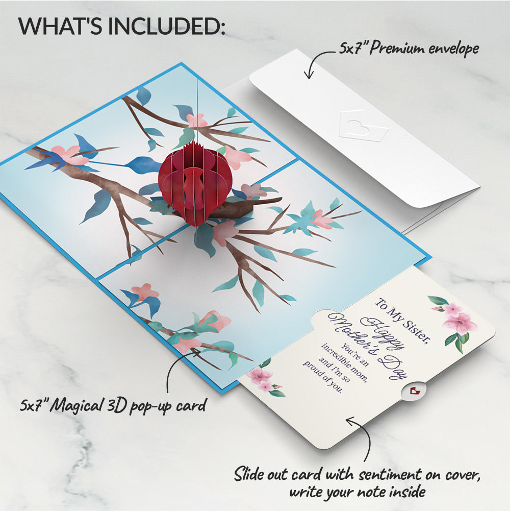 Love Cardinal Mother's Day Pop-Up Card and Sentiment Set for Sister
