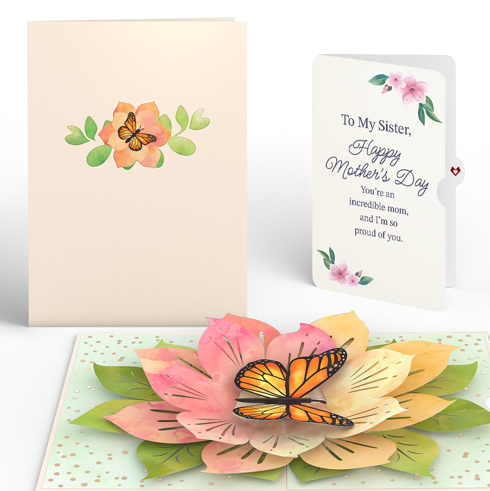 Monarch Butterfly Bloom Mother's Day Pop-Up Card and Sentiment Set for Sister