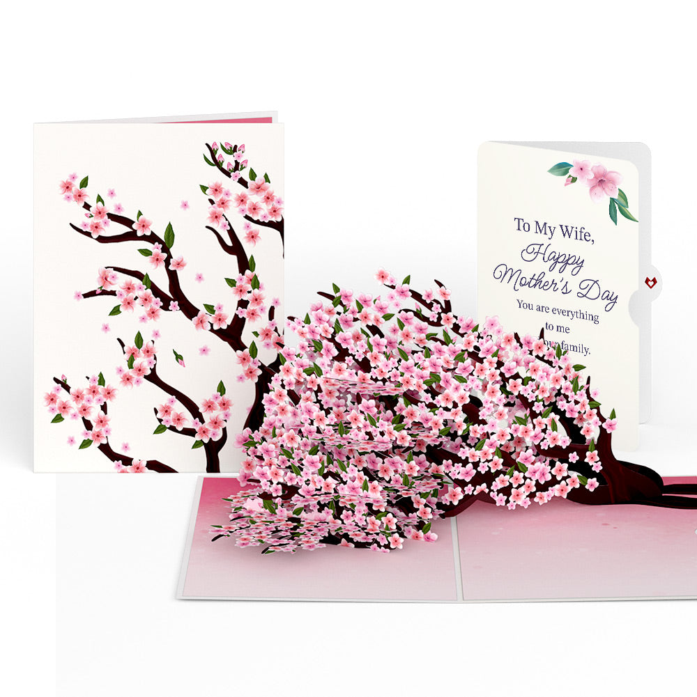Cherry Blossom Branches in Bloom Mother's Day Pop-Up Card and Sentiment Set for Wife