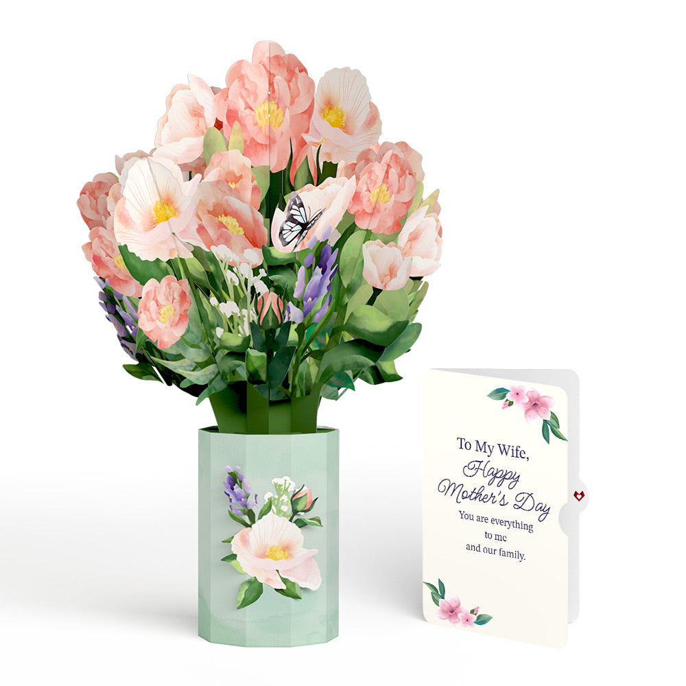 Peony Mother's Day Bouquet and Sentiment Set for Wife