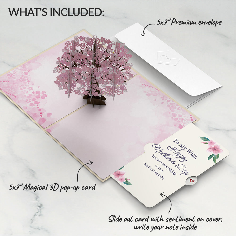 Cherry Blossom Mother's Day Pop-Up Card and Sentiment Set for Wife