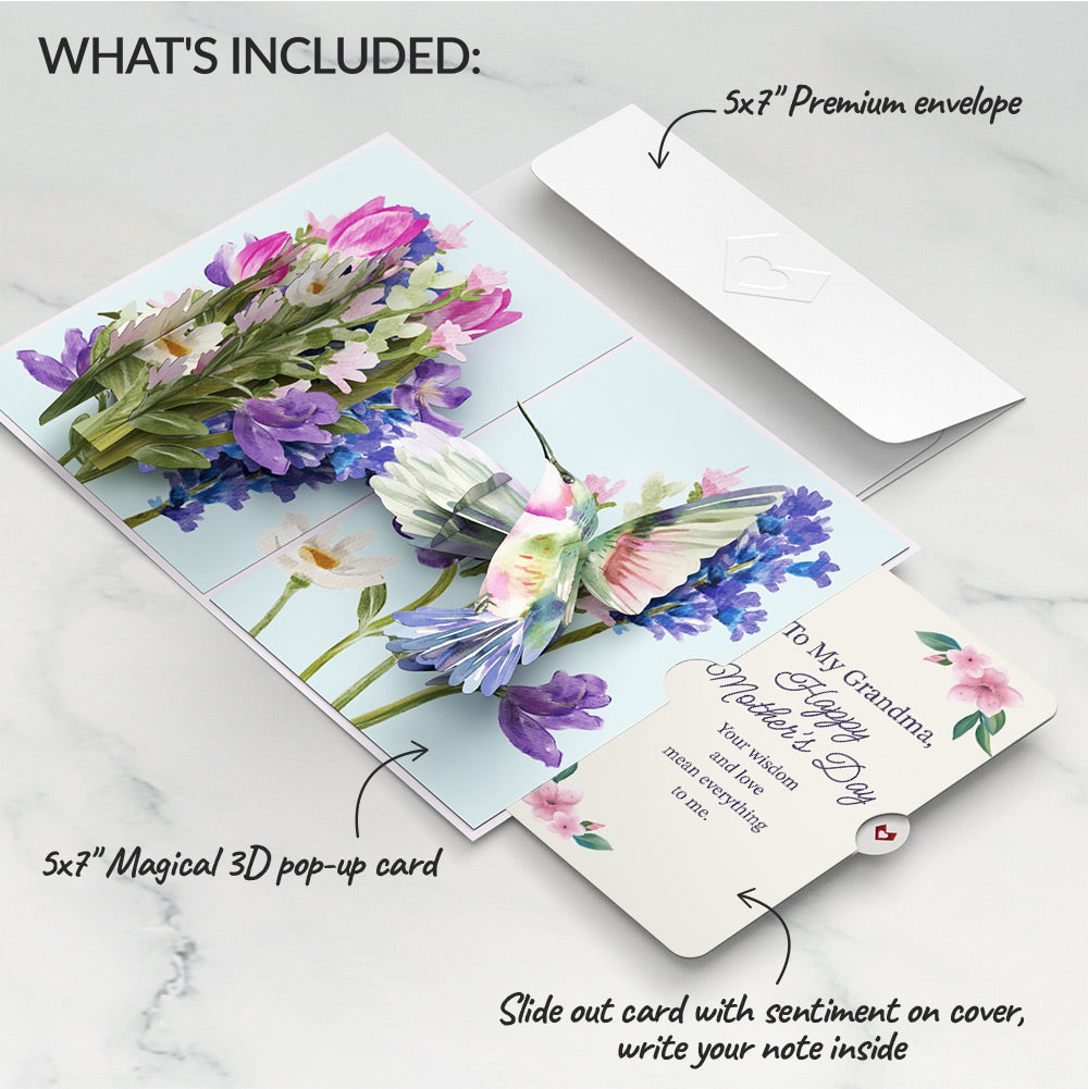 Love in Bloom Hummingbird Mother's Day Pop-Up Card and Sentiment Set for Grandma