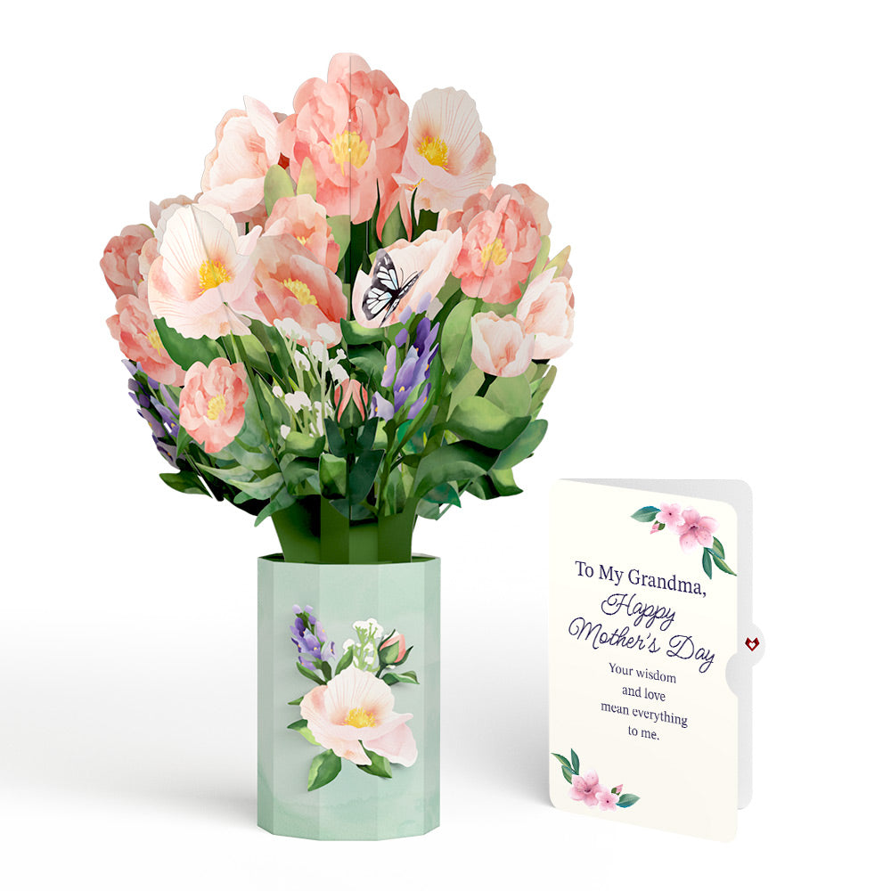 Peony Mother's Day Bouquet and Sentiment Set for Grandma
