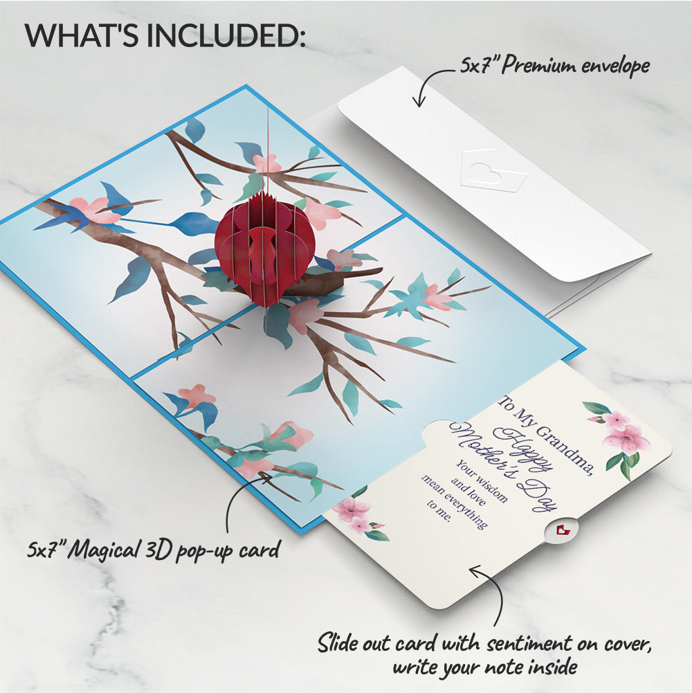 Love Cardinal Mother's Day Pop-Up Card and Sentiment Set for Grandma