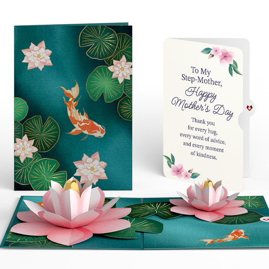 Koi Fish and Lotus Pond Mother's Day Pop-Up Card and Sentiment Set for Step-Mother