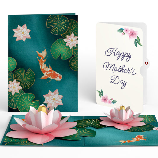 Koi Fish and Lotus Pond Mother's Day Pop-Up Card and Sentiment Set