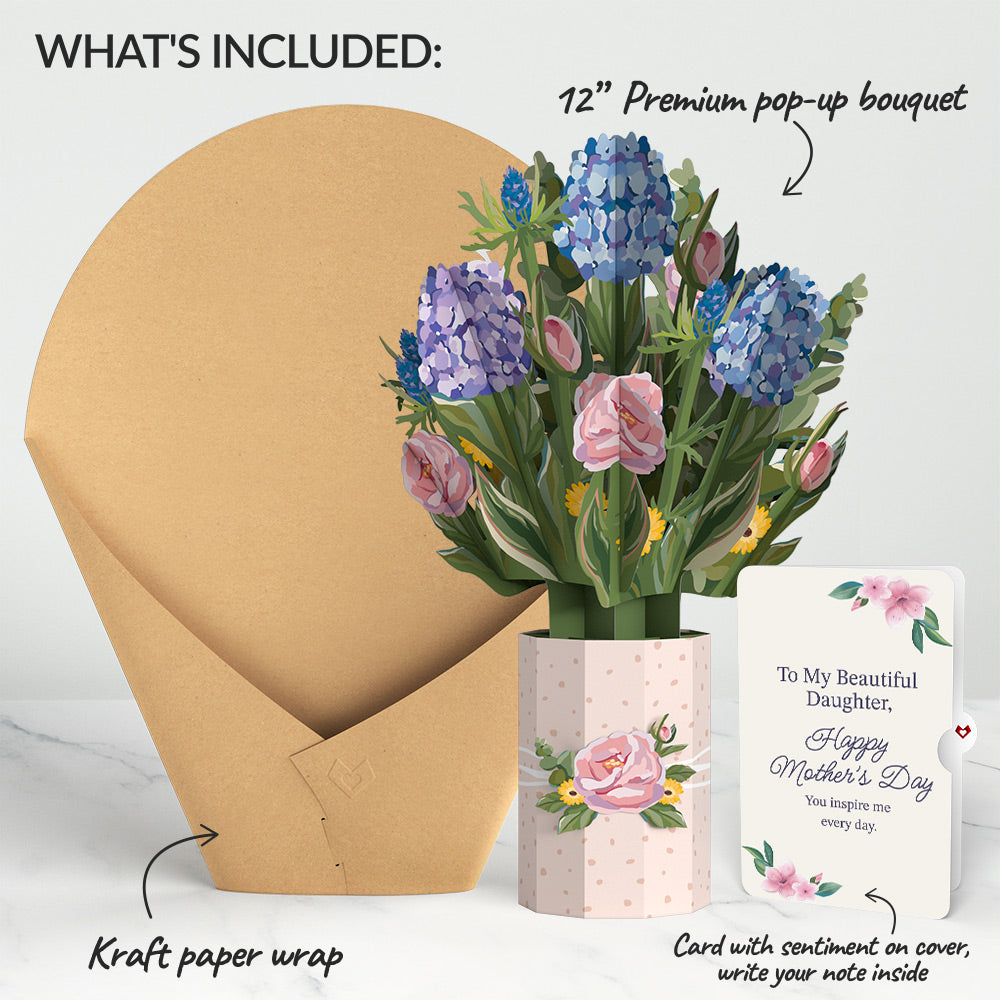 Hydrangea Mother's Day Bouquet and Sentiment Set for Daughter