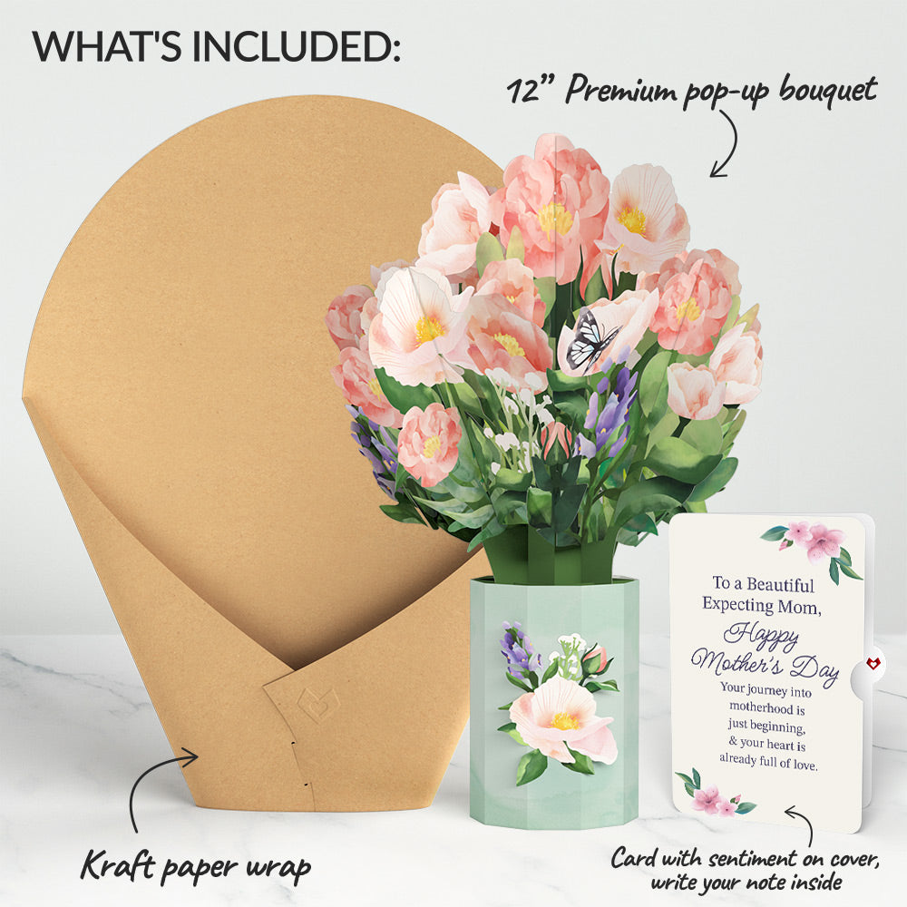 Peony Mother's Day Bouquet and Sentiment Set for Expecting Mom