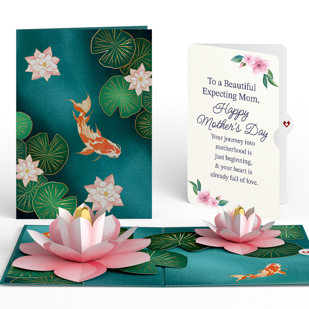 Koi Fish and Lotus Pond Mother's Day Pop-Up Card and Sentiment Set for Expecting Mom