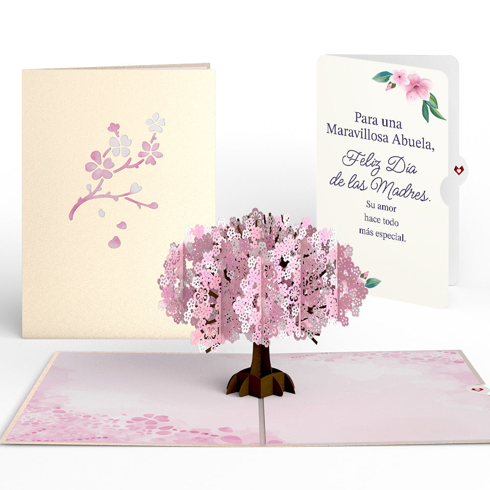 Cherry Blossom Mother's Day Pop-Up Card and Sentiment Set for Spanish Grandmother