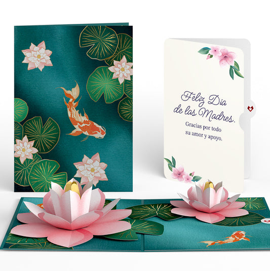 Koi Fish and Lotus Pond Mother's Day Pop-Up Card and Sentiment Set for Spanish Mom