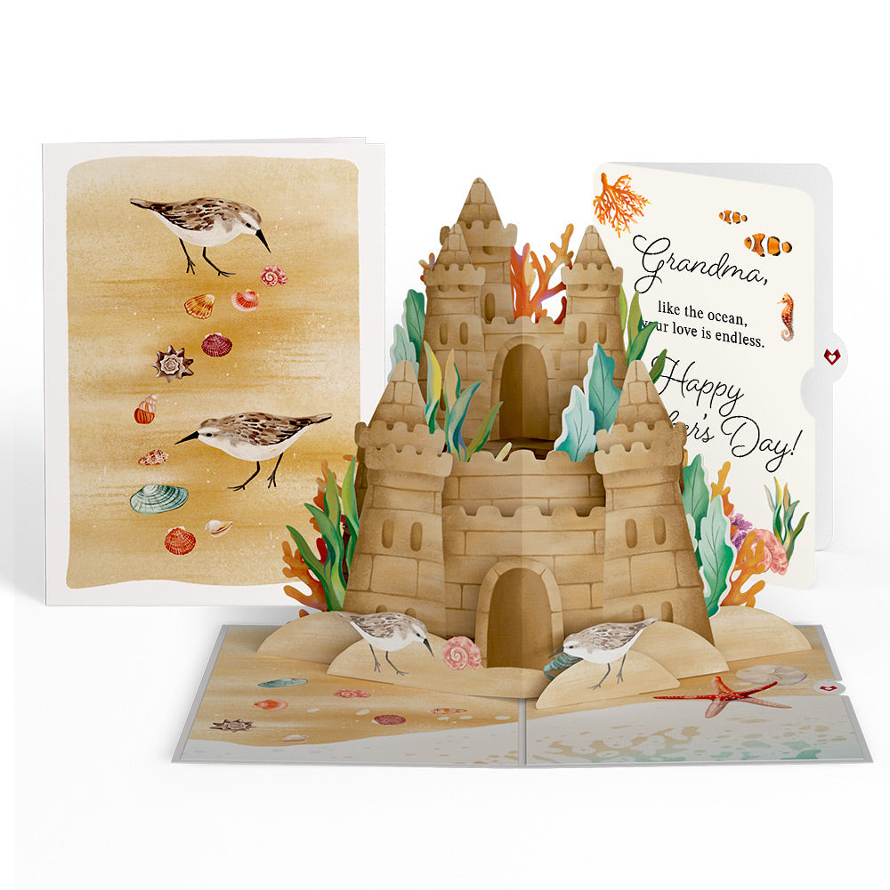 Seaside Sandcastle Mother's Day Pop-Up Card and Sentiment Set for Grandma
